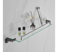 Mensola in vetro da bagno in acciaio inossidabile grigio canna di fucile moderna con design flottante Cremagliera rettangolare a parete per WC doccia 62 cm Dimensioni