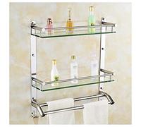 Mensola In Vetro Da Parete Per Bagno Con Doppio Portasciugamani E Gancio - Soluzione Di Stoccaggio Da 50 Cm Per Cucina E Bagno - Elegante Design A Doppio Strato,Double Layer-60cm