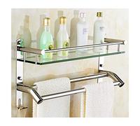 Mensola In Vetro Da Parete Per Bagno Con Doppio Portasciugamani E Gancio - Soluzione Di Stoccaggio Da 50 Cm Per Cucina E Bagno - Elegante Design A Doppio Strato,Single Layer-40cm