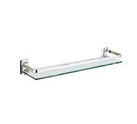 Mensola in Vetro, mensola da Bagno Quadrata con Binario, ripiano per Doccia a ripiano Singolo, Specchio Frontale, 80 cm