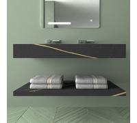 Mensola Inferiore per Lavabo Consolle Raiatea in Art Stone Colore Black e Nut Venato 120 cm Lullaby - CONFEZIONE: 1 pz.