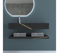 Mensola Inferiore per Lavabo Consolle Rangiroa in Art Stone Colore Black e Nut Venato 100 cm Lullaby - CONFEZIONE: 1 pz.