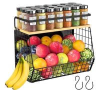 Mensola magnetica resistente per frigorifero con coperchio in legno, contenitori per frutta, patate e cipolle, portaspezie magnetico per frigorifero, organizer per dispensa, grande contenitore per