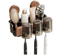 Mensola multifunzione a ventosa per spazzolino da denti con scatola portaoggetti e supporto per asciugacapelli, perfetta per organizzare gli oggetti essenziali del bagno senza perforare o danneggiare