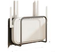 Mensola organizer da parete per router WiFi, set top box, modem via cavo, con struttura in acciaio al carbonio e struttura aperta per integrità del segnale (L nero)