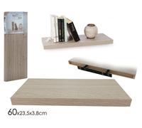 Mensola parete legno Mdf pensile scaffale muro staffe incluse 60X23,5X3,8CM