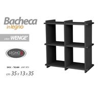 Gicos Scaffale bacheca libreria Porta Oggetti in Legno wengè 4 Ripiani 35 * 13 * 35 cm DOU-782480