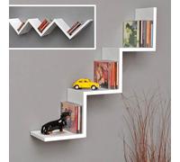 Mensola Parete Moderna Design Zig Zag Mensole Muro Scaffale 3 Ripiani Bianco