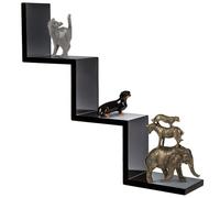 BAKAJI Libreria Mensole da Parete Moderna Design Zig Zag Mensola Scaffale in Melamina Effetto Legno Dimensione 70 x 15 x 14 cm (Nero)