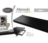 MENSOLA PENSILE NERO CM 60253.8 DA PARETE IN LEGNO KIT DI MONTAGGIO MODERNA