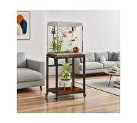 Mensola per Acquario 20 n, mobiletto per Acquario in Legno Nero, Design a Doppio ripiano, scaffale per Acquario con 2 Ripiani, scaffale per terrario per rettili Adatto a Soggiorno e Ufficio