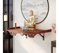 Mensola per altare del Buddha a parete con staffa triangolare,mini mensola per buddista Feng Shui in legno, per, mobiletto per la decorazione della casa(Walnut(Wall-mounted),28*54cm/11*21.2in)