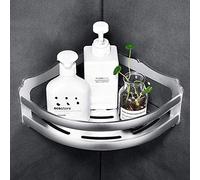 Mensola per asciugamani da doccia, organizer per bagno, bagno, WC, da appendere alla parete, cestino angolare per WC, in alluminio, senza fori, color argento (B)