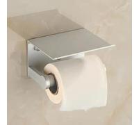 Mensola per asciugamani di carta igienica con supporto integrato per smartphone, per bancone del bagno o montaggio a parete, design in alluminio (argento opaco)