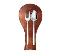 Mensola per cucchiaio da fornello - Vassoio per cucchiai e spatole in legno naturale, da cucina infrangibile, durevole, ecologico con manico in silicone, decorazione rustica per zuppa, così