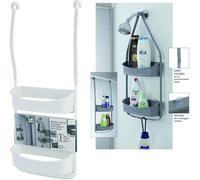 Mensola per Doccia 2 Ripiani in Plastica 32 Cm con Ganci Colore Bianco