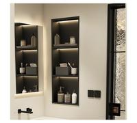 Mensola per doccia a LED impermeabile a 4 livelli, in acciaio inox, per shampoo moderno, non richiede piastrelle incluse, parete nera (700 x 280 x 125 mm)