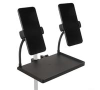 Mensola per microfono 20 x 14 cm, adatta per tubi da 2,5 cm (B) | Ideale per live streaming, karaoke, spettacoli teatrali, mantiene i testi e le app visibili, compatibile con il telefono