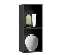 Mensola per nicchia da parete per bagno, a due livelli, per doccia, organizer da incasso per bagno quadrato, in acciaio inossidabile spazzolato, pronto per l'installazione di piastrelle,