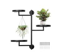 Mensola per piante da parete rotante | Supporto per piante rotante a 3 livelli interamente in metallo per finestra - Porta piante da parete Espone più piante alla luce solare per sala studio, balcone