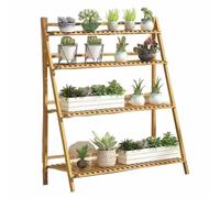 Mensola per piante in legno a 4 ripiani, per interni ed esterni, supporto angolare per vasi da fiori con design naturale a scala, 70 x 45 x 122 cm, perfetta per la decorazione della casa e del