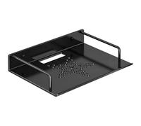 Mensola per proiettore con supporto senza trapano, in alluminio nero, ventilato, bordo antiscivolo, supporta 22, ideale per streaming box e router Wi-Fi