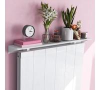 Mensola per radiatore in alluminio, larghezza 14,5 cm, facile da installare, senza fori, colore bianco, lunghezza 210 cm, perfetta per decorare la casa, copertura del radiatore salvaspazio, elegante