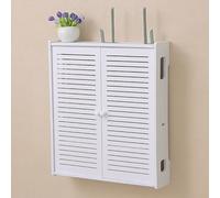 Mensola per router con supporto a parete, Ripiano for modem router WPC montato a parete con fori for cavi sulla porta cava, dimensioni multiple(45x10.5x52cm/17.7x4.1x20.5in)