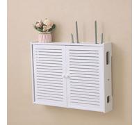 Mensola per router con supporto a parete, Ripiano for modem router WPC montato a parete con fori for cavi sulla porta cava, dimensioni multiple(54x10.5x42cm/21.2 * 4.1 * 16.5in)