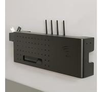 Mensola per router con supporto a parete, Scatola router WiFi montaggio a parete gestione cavi laterale multicolore dimensioni multiple(Black,L60*20cm//15.7 * 7.8in)