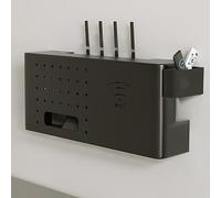 Mensola per router con supporto a parete, Scatola router WiFi montaggio a parete gestione cavi laterale multicolore dimensioni multiple(Black,L40*20cm/15.7 * 7.8in)