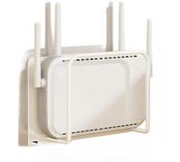 Mensola per router da parete per router WiFi, set-top box e modem via cavo, organizer per la gestione dei cavi in acciaio al carbonio con supporto adesivo senza trapano, 15 x 5 x 10 cm (L bianco)