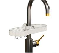 Mensola per rubinetto in ABS+PET con base ventilata per contenere spugne, spazzole, piatti, sapone, strofinacci e strumenti di pulizia vicino al lavandino della cucina o del bagno (bianco)