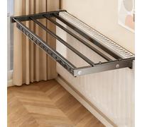 Mensola per Termosifone Rimovibile, Appendi Abiti Foro per Stendibiancheria, Bordi Anteriori Arrotondati, Copri Termosifone per Soggiorno(Gray,60cm/24in)