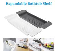 Mensola per vasca da bagno allungabile Vassoio per vasca da bagno Doccia Caddy Porta vasca da bagno in bambù Porta asciugamani Porta libri Organizzatore di stoccaggio Accessori