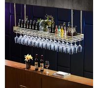 Mensola porta bicchieri da vino industriale, 200 x 35 cm, montaggio a soffitto, per casa, cucina e sala da pranzo, elegante portabottiglie e calici