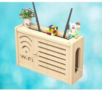 Mensola Porta Router WiFi da Parete Armadietto Modem Parete Mensola TV Sospesa Legno Mensola da Muro Bianca,C-36x24cm