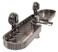 Mensola portaoggetti a ventosa per lavandino del bagno, mensola portaoggetti a ventosa per lavandino del bagno, mensola portaoggetti per bagni senza foratura con scarico, salvaspazio a parete (Grigio)
