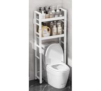 Mensola portaoggetti da bagno regolabile con adesivi senza colla, salvaspazio, mensole bianche per WC e lavanderia, 52 x 22 x 136 cm