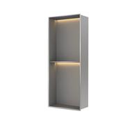 Mensola portaoggetti da parete in acciaio inox con luce a LED, impermeabile, per bagno, doccia integrata, grigio (70 x 28 x 12,5 cm)