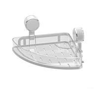 Mensola portaoggetti da parete per bagno, non richiede trapano, portaoggetti angolare con ventosa, per bagno o cucina, ripiano organizer trasparente per massimizzare lo spazio (bianco)