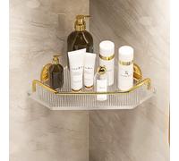 Mensola portaoggetti da parete per doccia, senza fori, per bagno/cucina, adesivo, capacità 12,7 kg, design moderno trasparente