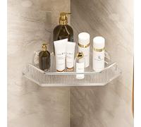 Mensola portaoggetti da parete per doccia, senza fori, per bagno/cucina, adesivo, capacità 12,7 kg, design moderno trasparente