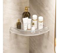 Mensola portaoggetti da parete per doccia, senza fori, per bagno/cucina, adesivo, capacità 12,7 kg, design moderno trasparente