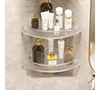 Mensola portaoggetti da parete per doccia, senza fori, per bagno/cucina, adesivo, capacità 12,7 kg, design moderno trasparente