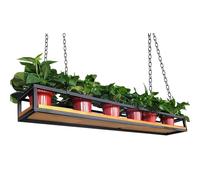 Mensola portaoggetti da soffitto, da appendere, per piante e bottiglie di vino da cucina, bar, espositore nero con catene e ganci in ferro, facile installazione (60 x 25 x 15 cm)