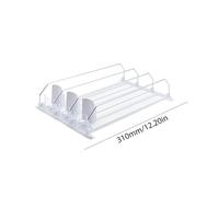 Mensola portaoggetti for Bevande in lattina, Dispenser, con Larghezza Regolabile, a Spinta, a Molla, con Guida a Forma di E, for Frigorifero da Cucina(White,310mm 5 Sets)