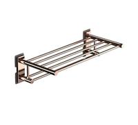 Mensola Portasciugamani con doppie barre portasciugamani, organizer for riporre asciugamani in alluminio color bronzo, portasciugamani a parete for bagno e lavabo,per bagno