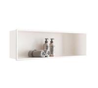 Mensola quadrata per doccia, 72 x 32 cm, in acciaio inox, per una facile installazione, ristrutturazione del bagno, design moderno, finitura bianca