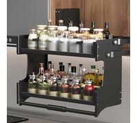 Mensola regolabile a 2 ripiani in alluminio per cucina e bar, maniglia antiscivolo, peso regolabile, scaffale portaoggetti per armadio da parete per un utilizzo efficiente dello spazio